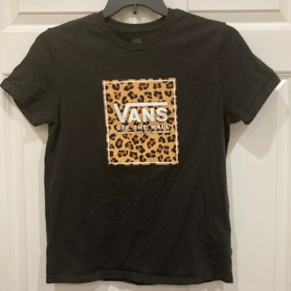 Vans M cheetah leopard screen print vans black short sleeve tee shirt skater - Picture 9 of 9